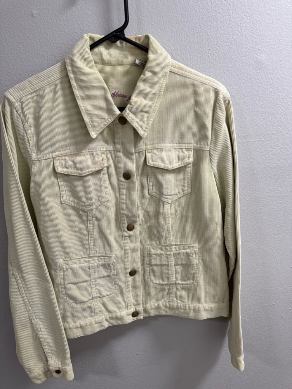Women's Cream Corduroy 100% Cotton Button-Front Jacket